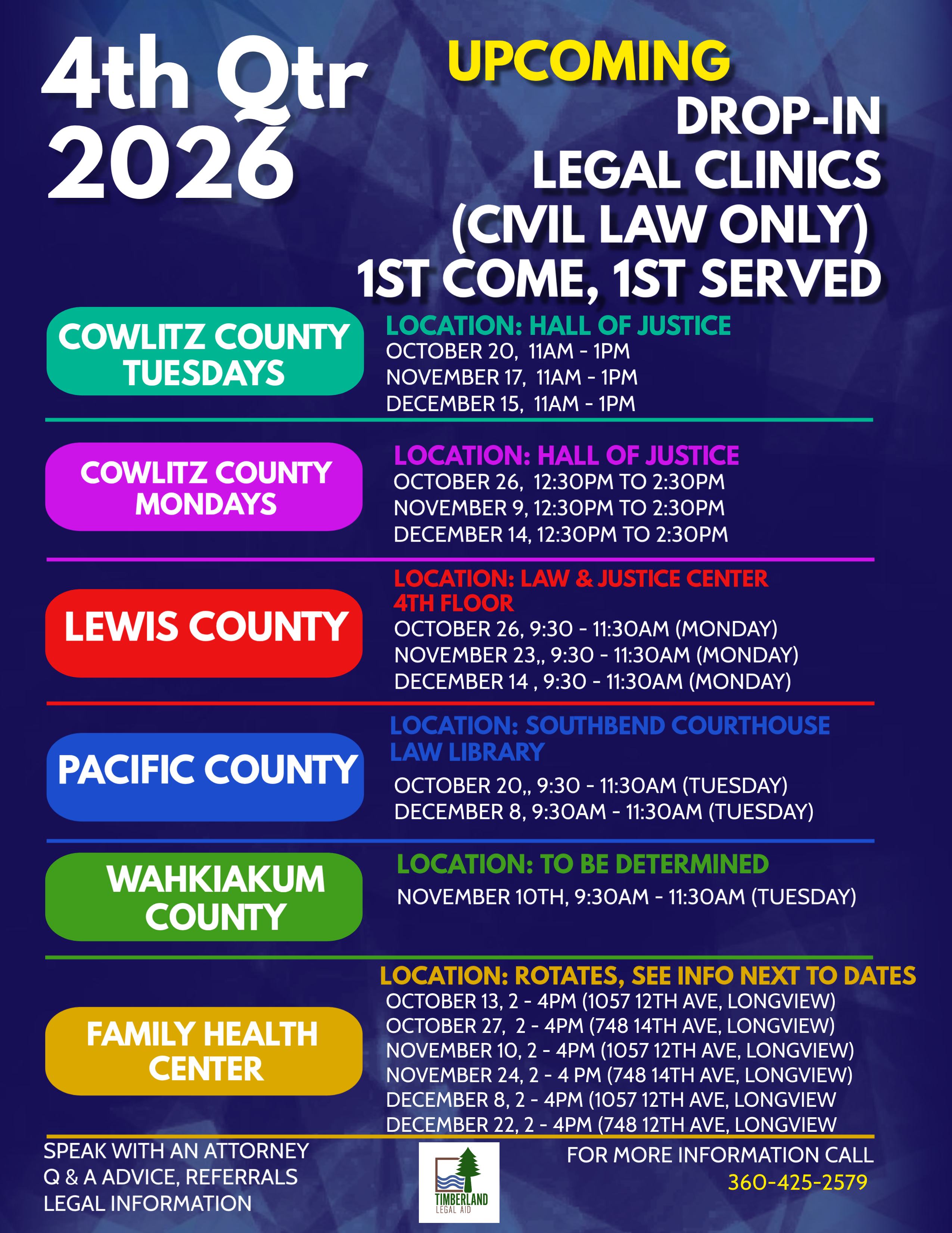 Free Legal Clinics - Quarter 4