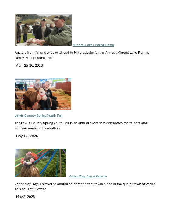 Upcoming events pg 3