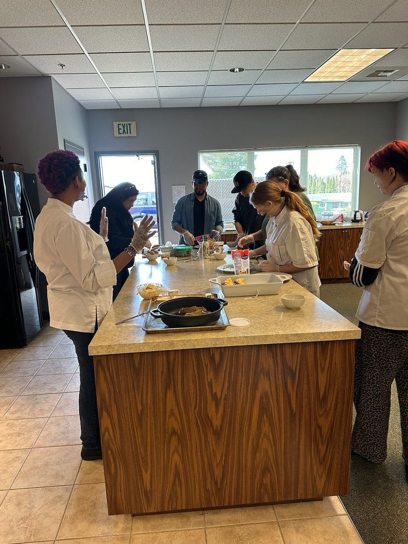 group cooking class with Chef Orecia and Chef Joy